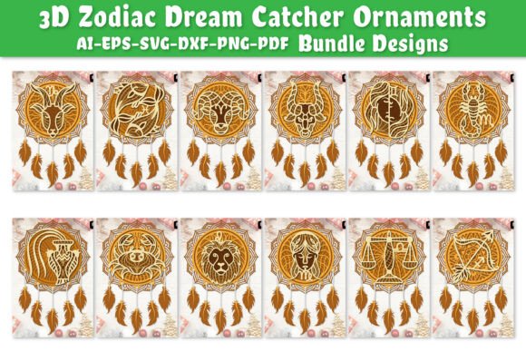 3D Zodiac Dream Catcher Ornaments Laserc: A Celestial Design for Crafting