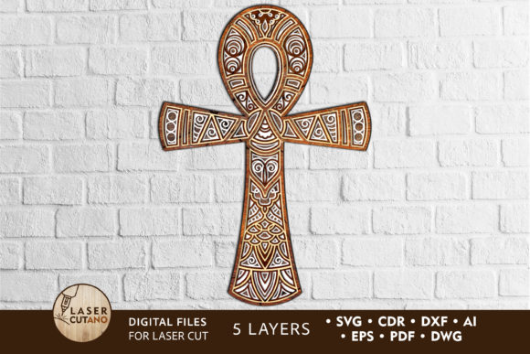 ANKH Multilayer Laser Cut Files: Sacred Symbol & Mandala Design