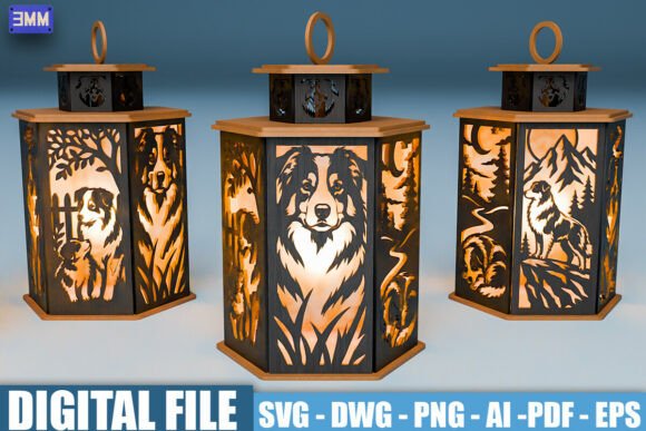 Australian Shepherd Lantern SVG: Glowing Craft Designs