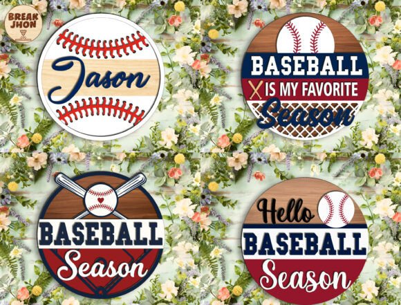 Baseball Round Sign SVG Bundle: Home Run Decor