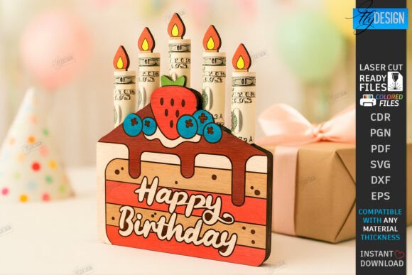 Birthday Money Holder Laser Cut|Cake SVG
