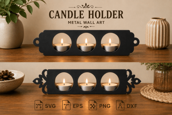 Candle Holder Metal Wall Art SVG