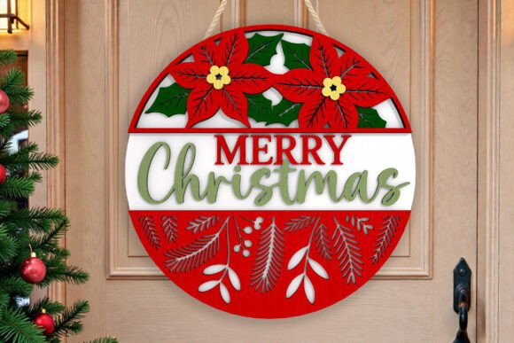Christmas Door Sign SVG Festive Laser Cut File