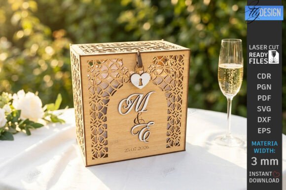 Elegant Laser Cut Wedding Card Box & Memory Box