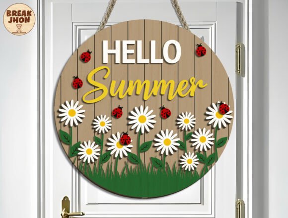 Hello Summer Ladybug Sign SVG for Crafts