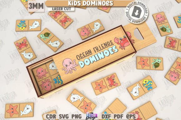 Kids Dominoes Laser Cut: Fun Wooden Puzzle Design
