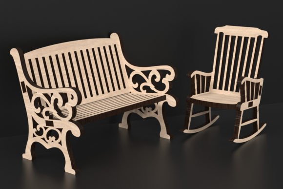 Laser Cut Memorial Bench & Rocking Chair SVG Files