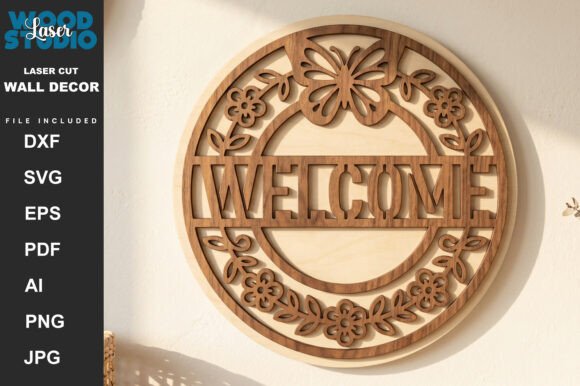 Layered Laser Cut SVG: Beautiful Welcome Sign Design