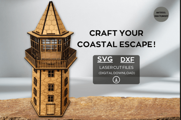 Lighthouse Laser Cut Files: SVG & DXF for Nautical Decor
