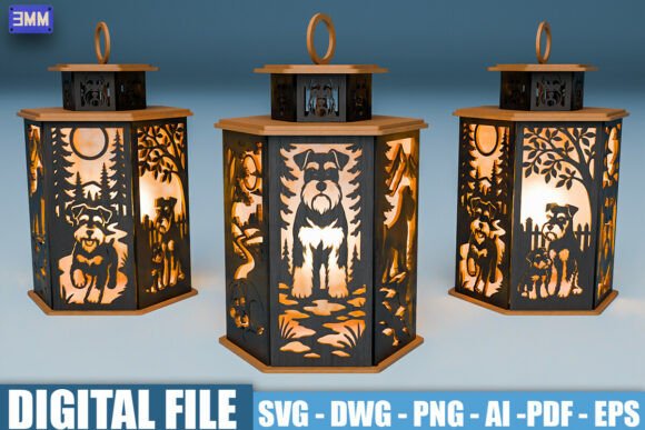 Miniature Schnauzer Lantern SVG Bundle