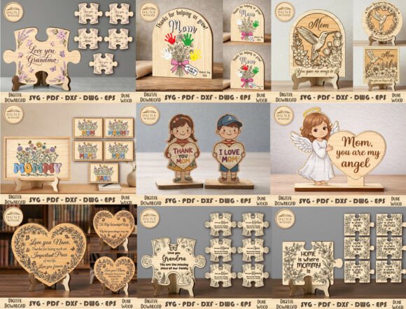 Mother's Day Puzzle & Sign SVG Bundle