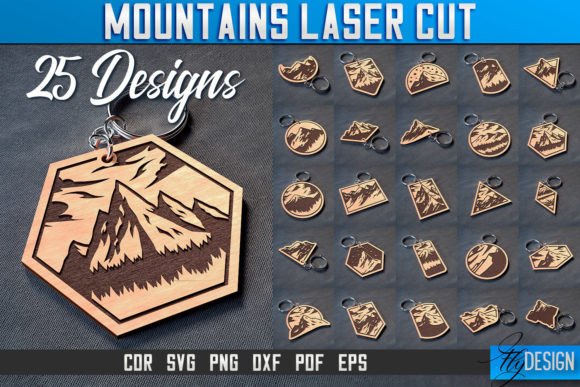 Mountain Adventure Keychains: Laser Cut SVG Designs