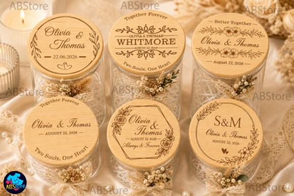 Personalized Wedding Glass Jar Laser Cut