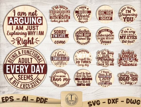 Sarcastic SVG Bundle: Witty Laser Cut File Designs