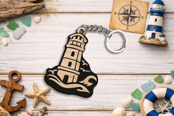 Sealight Lighthouse Keychain SVG Laser File
