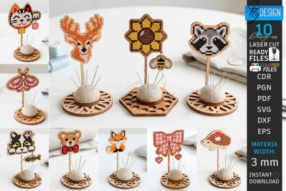 Sewing Pincushion Laser Cut Bundle SVG: Unique Organizer Designs