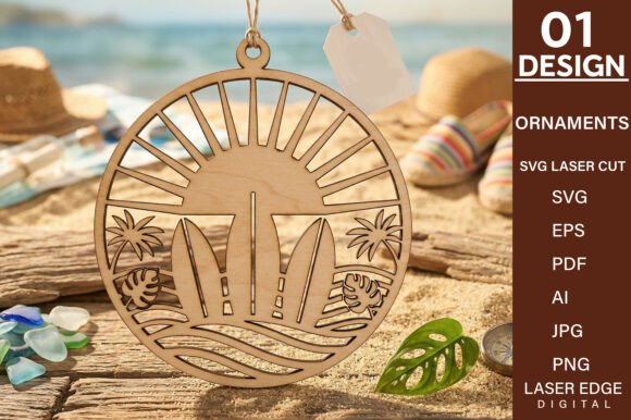 Summer Beach Ornaments Laser Cut SVG