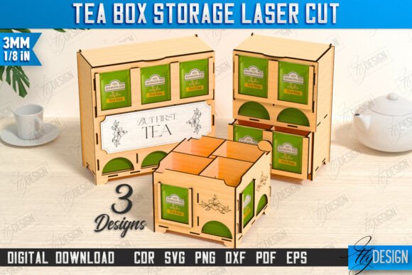 Tea Bag Organizer Laser Cut Bundle | CNC
