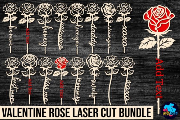 Valentine Rose Laser Cut Bundle for Elegant Projects