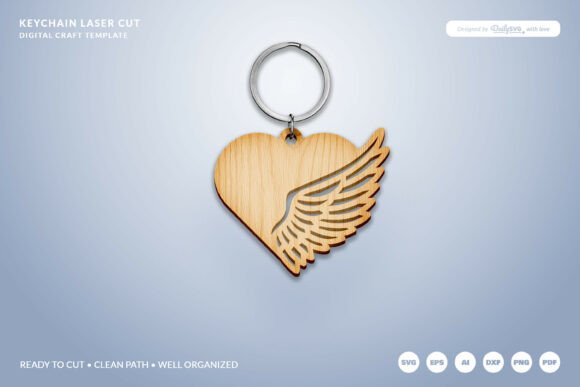 Wing Keychain Laser Cut SVG Template for Stylish Creations