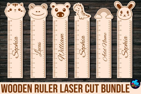 Wooden Ruler Laser Cut Bundle for Digital Crafting